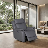 Flint 1 Seater Electric Recliner Chair Genuine Leather Graphite Grey