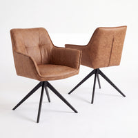 Florene 2pc Set Swivel Dining Chair Cognac Brown