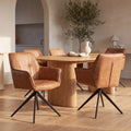 Florene 2pc Set Swivel Dining Chair Cognac Brown