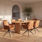 Florene 2pc Set Swivel Dining Chair Cognac Brown