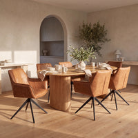 Florene 2pc Set Swivel Dining Chair Cognac Brown