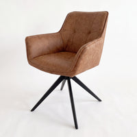 Florene 2pc Set Swivel Dining Chair Cognac Brown