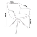 Florene 2pc Set Swivel Dining Chair Cognac Brown