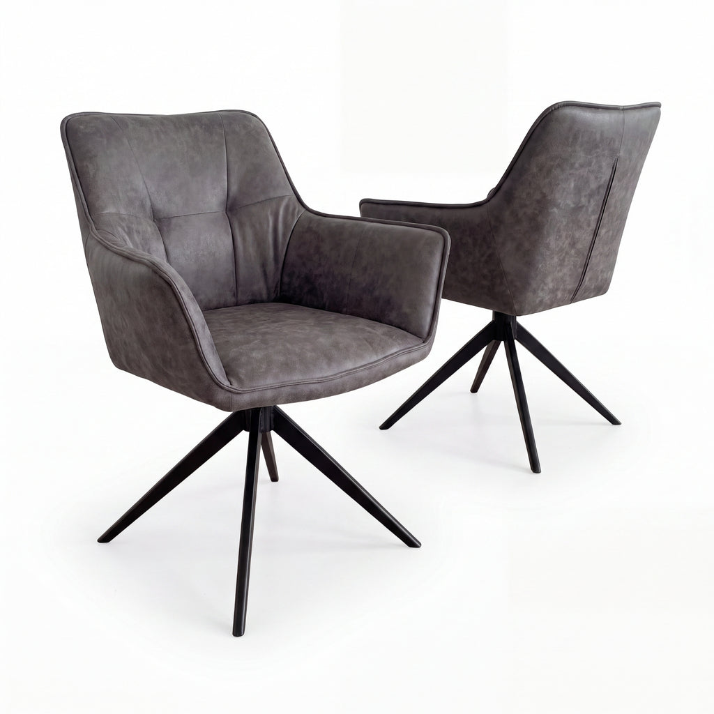 Florene 2pc Set Swivel Dining Chair Grey