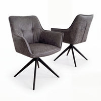 Florene 2pc Set Swivel Dining Chair Grey