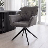 Florene 2pc Set Swivel Dining Chair Grey