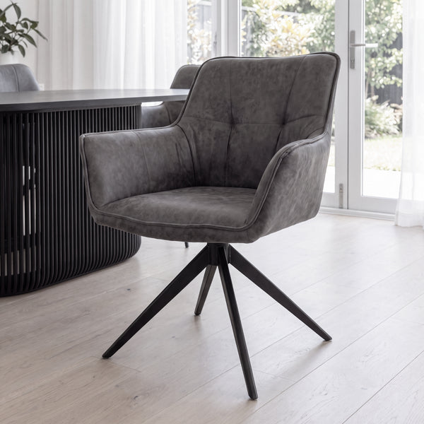 Florene 2pc Set Swivel Dining Chair Grey