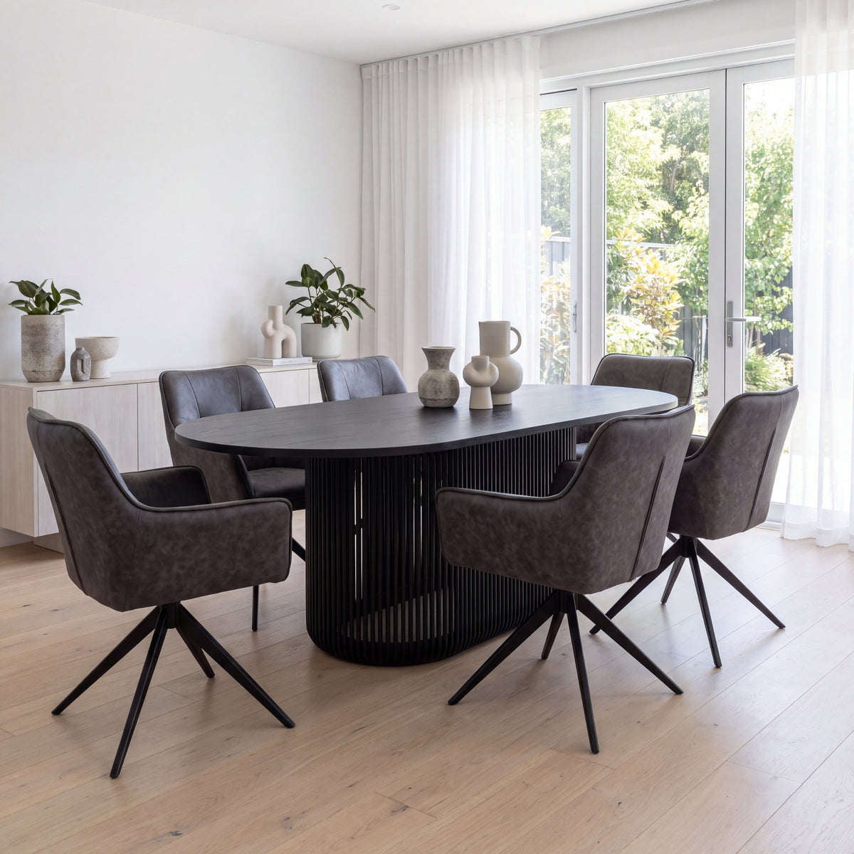 Florene 2pc Set Swivel Dining Chair Grey