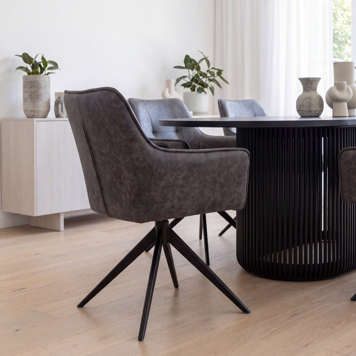 Florene 2pc Set Swivel Dining Chair Grey