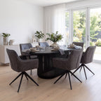 Florene 2pc Set Swivel Dining Chair Grey