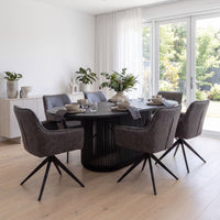 Florene 2pc Set Swivel Dining Chair Grey
