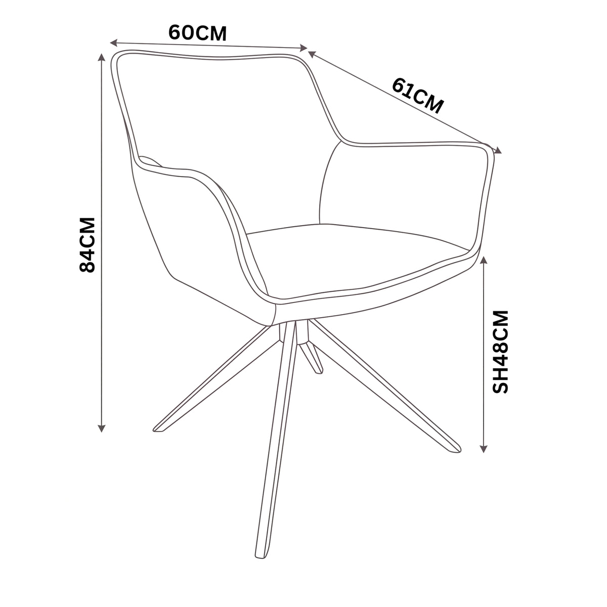 Florene 2pc Set Swivel Dining Chair Grey