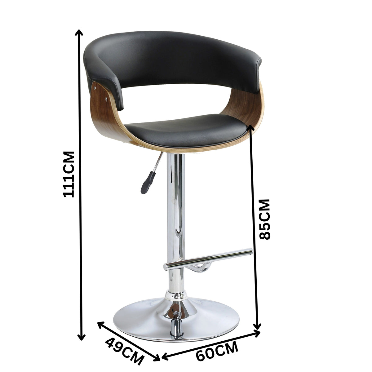 Focus PU Barstool Bar Chair Black