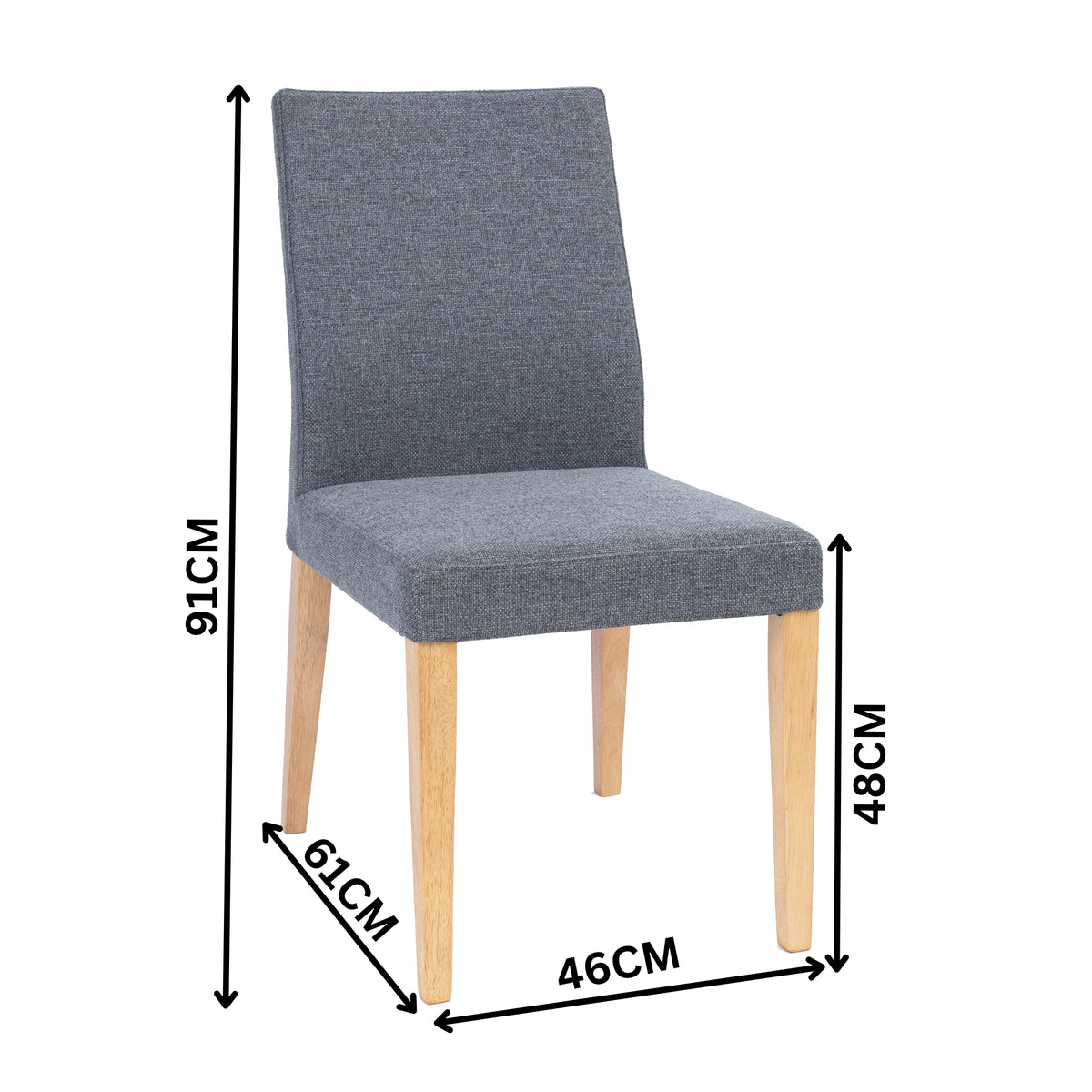 Forma 2pc Set Dining Chair Fabric Seat Dark Grey