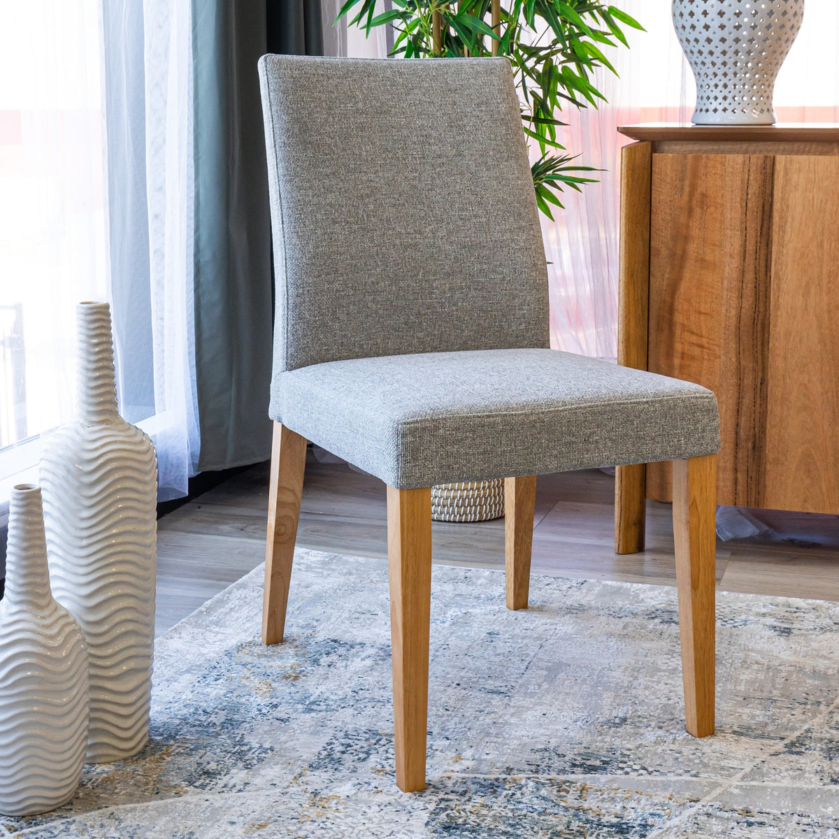 Forma 2pc Set Dining Chair Fabric Seat Light Grey