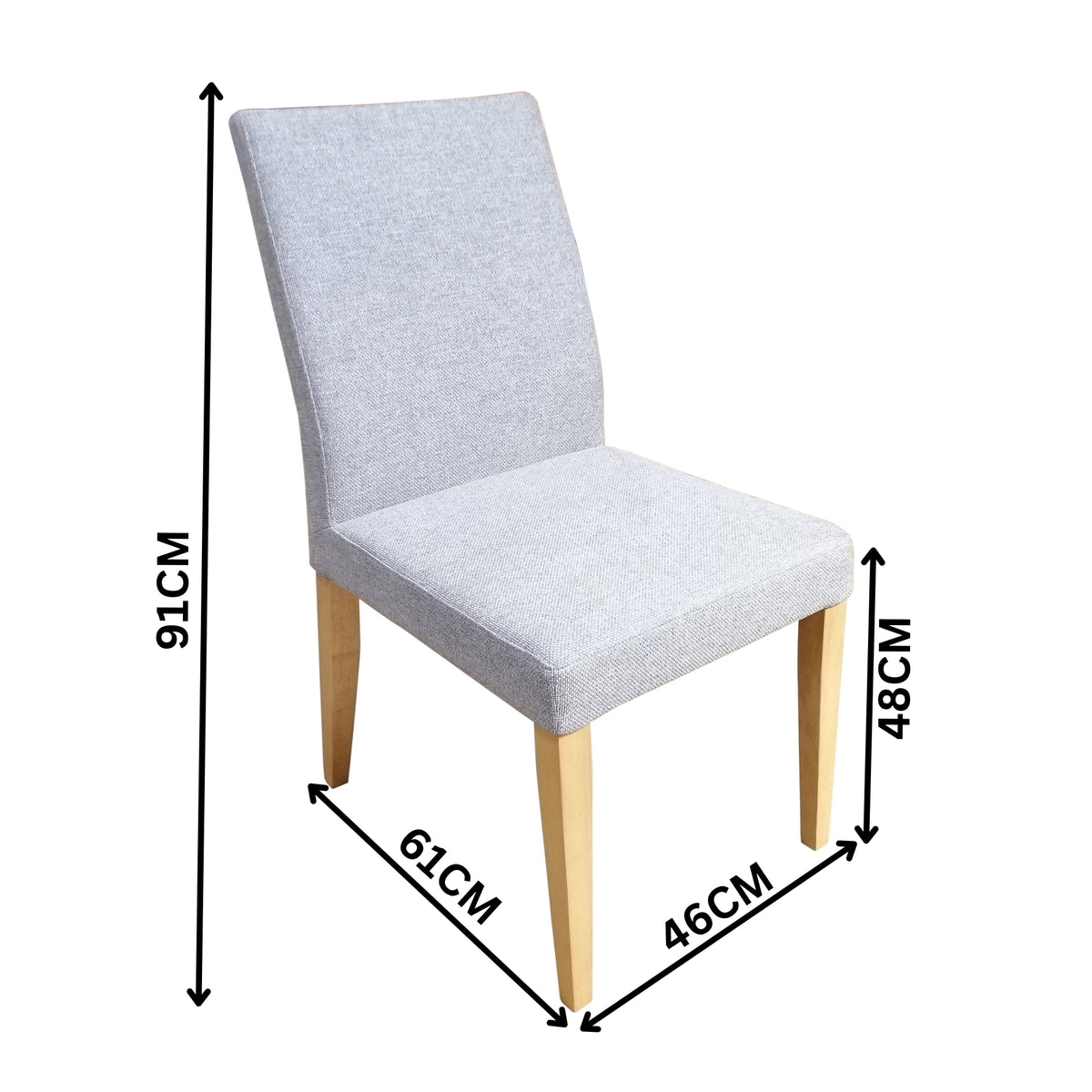Forma 2pc Set Dining Chair Fabric Seat Light Grey