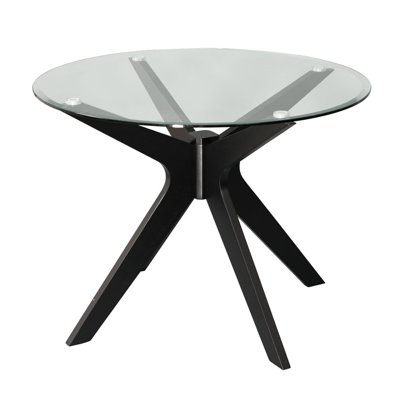 Forza 100cm 4 Seater Round Glass Dining Table - Black