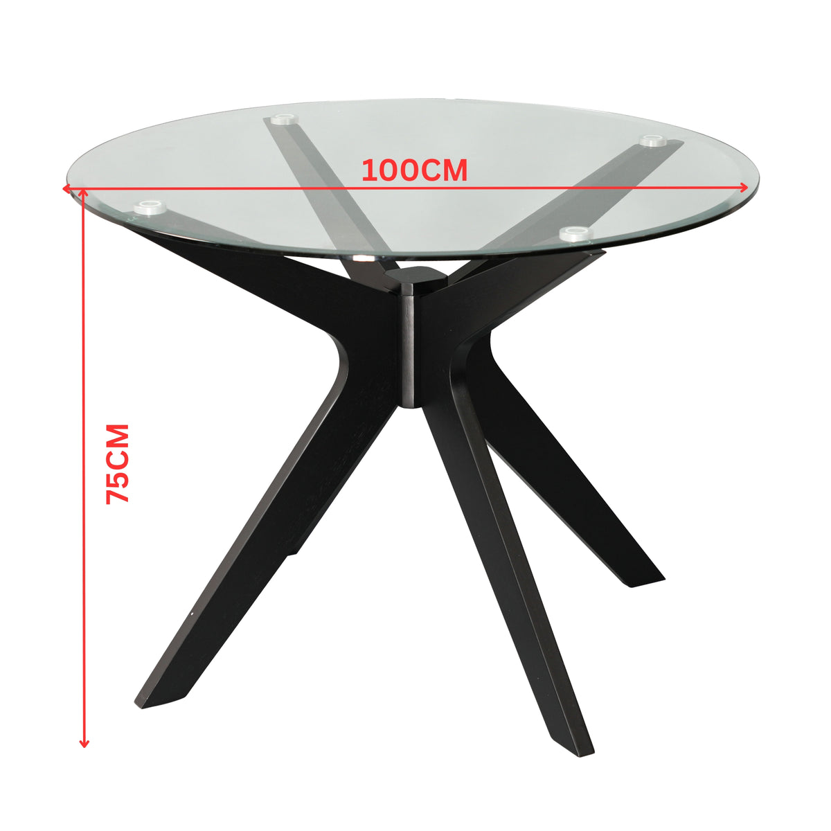 Forza 100cm 4 Seater Round Glass Dining Table - Black