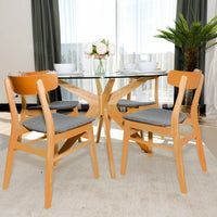 Forza 100cm 4 Seater Round Glass Dining Table - Oak