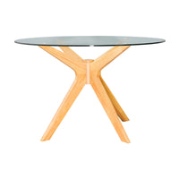 Forza 120cm 4 Seater Round Glass Dining Table - Oak