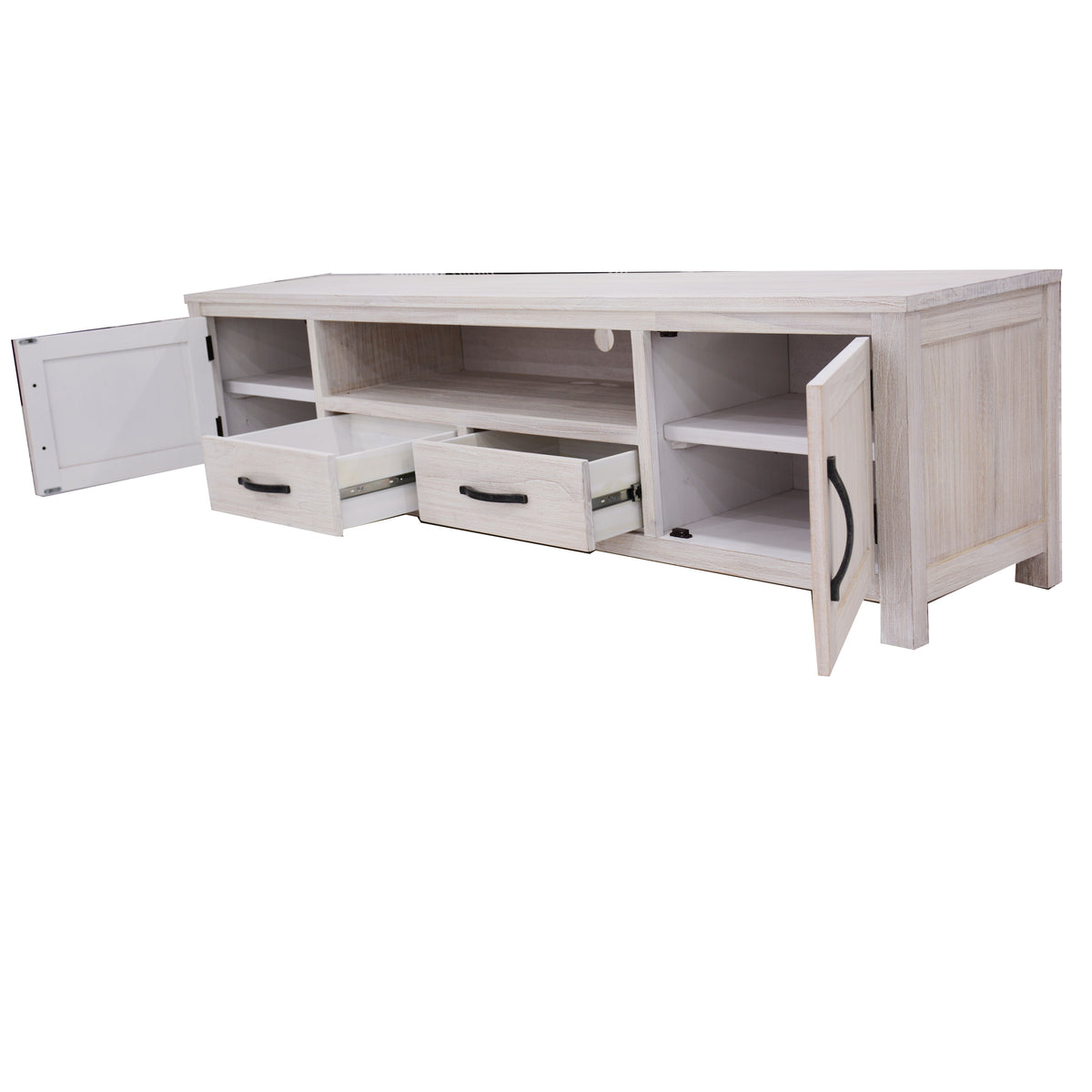 Foxglove ETU Entertainment TV Unit 216cm 2 Drawer 2 Door Mt Ash Wood - White