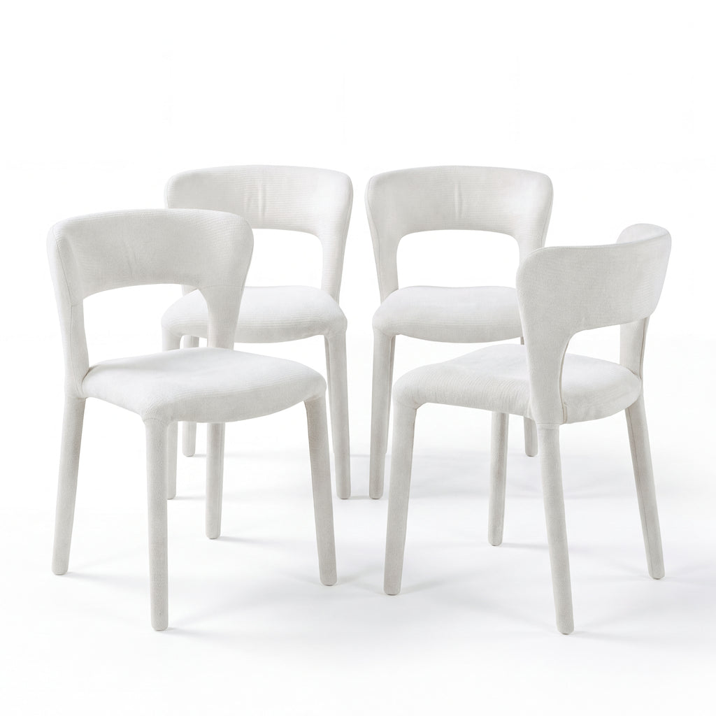 Frances 4pc Set Dining Chair Stackable Beige, set of four on a white background