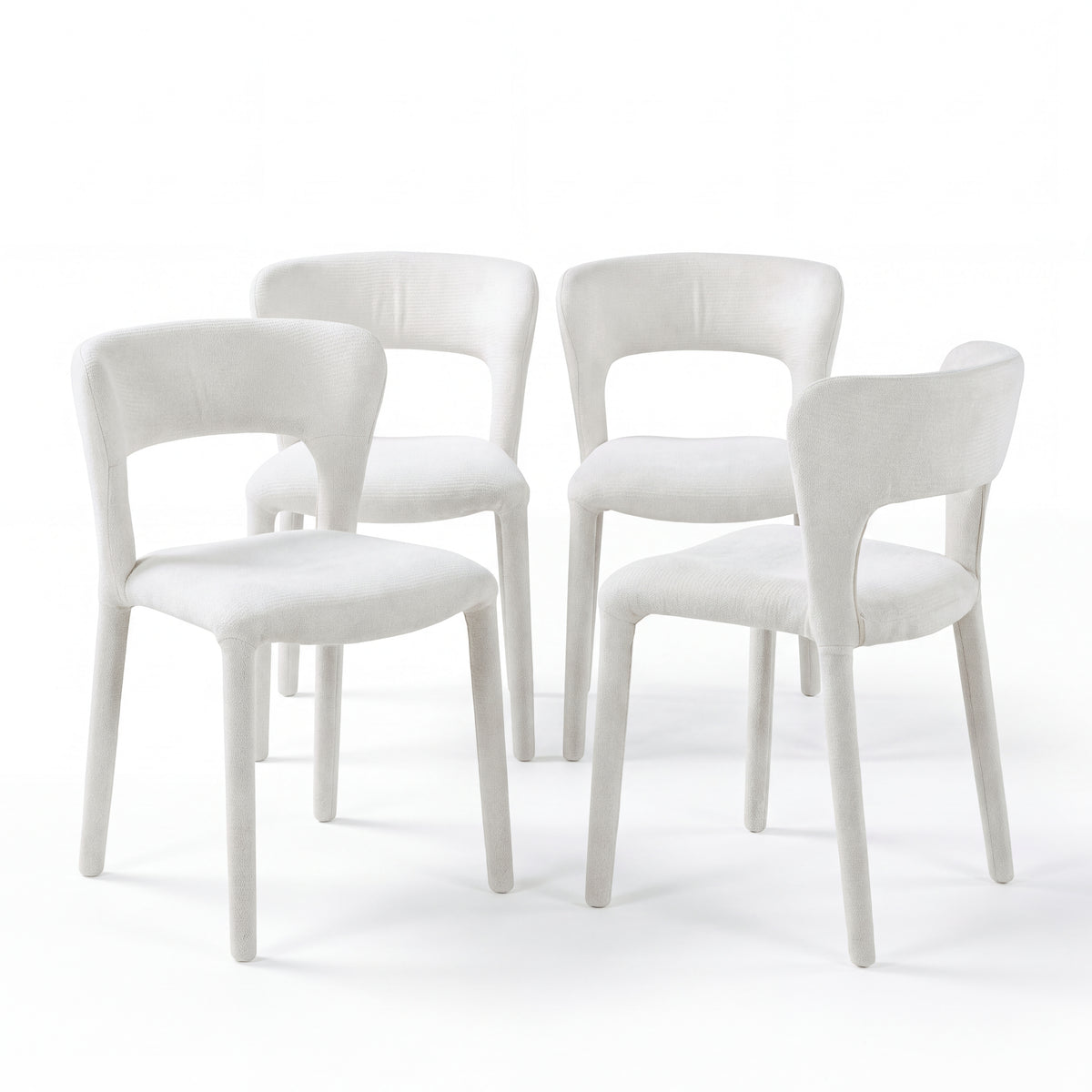 Frances 4pc Set Dining Chair Stackable Beige, set of four on a white background