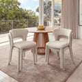 Frances 4pc Set Dining Chair Stackable Beige, around a round timber dining table