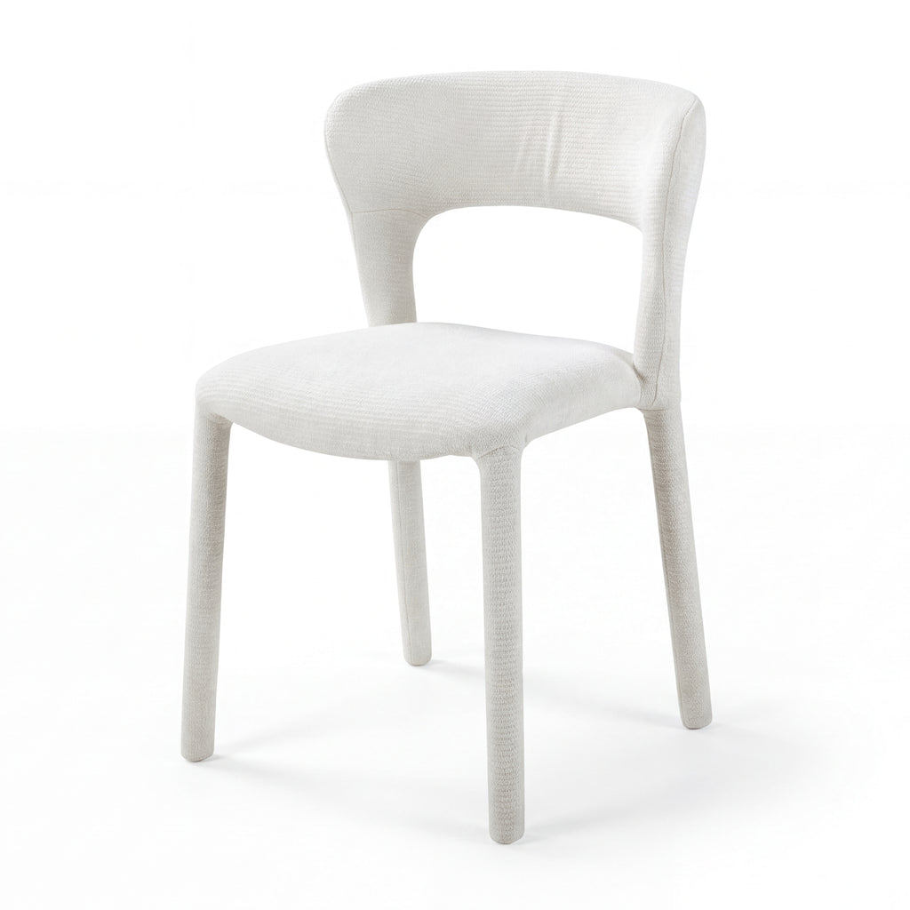 Frances 4pc Set Dining Chair Stackable Beige, single chair, front three-quarter view on a white background