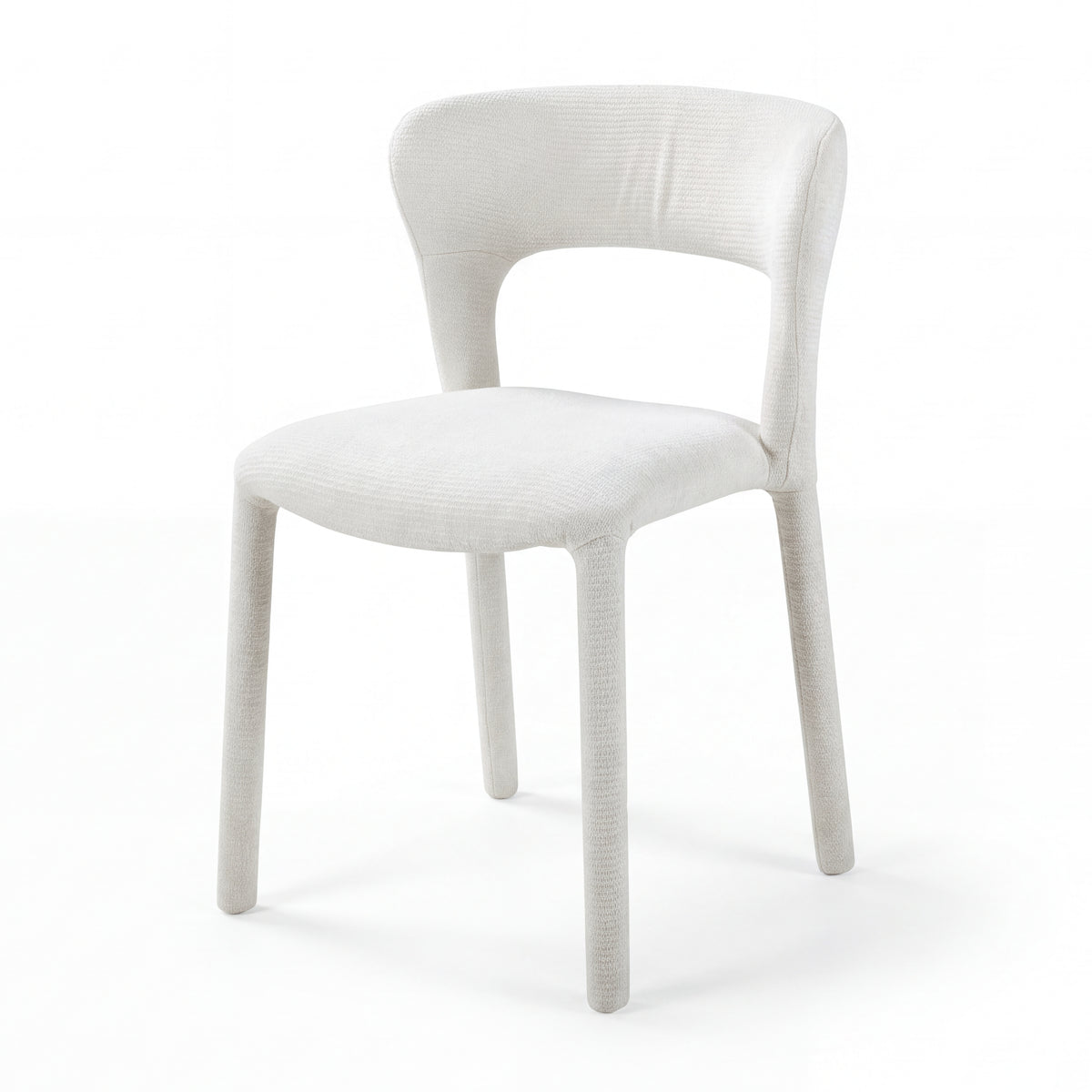 Frances 4pc Set Dining Chair Stackable Beige, single chair, front three-quarter view on a white background