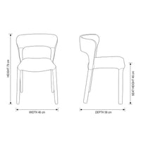Frances 4pc Set Dining Chair Stackable Beige — dimensions diagram, W46 x D58 x H79 cm, seat height 49 cm
