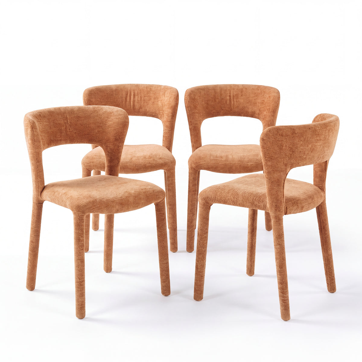 Frances 4pc Set Dining Chair Stackable Rust Orange, set of four on a white background