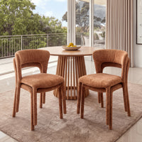 Frances 4pc Set Dining Chair Stackable Rust Orange, around a round timber dining table