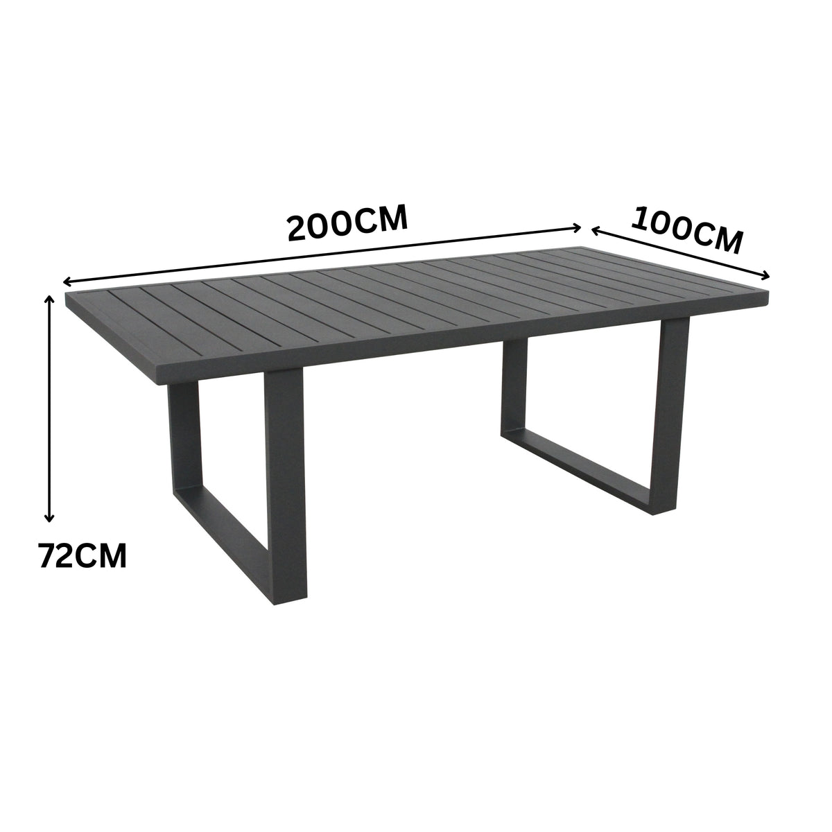 Furano 200cm Aluminium Outdoor Dining Table Gunmetal Grey