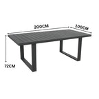 Furano 200cm Aluminium Outdoor Dining Table Gunmetal Grey