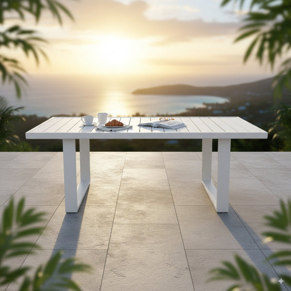 Furano 200cm Aluminium Outdoor Dining Table White
