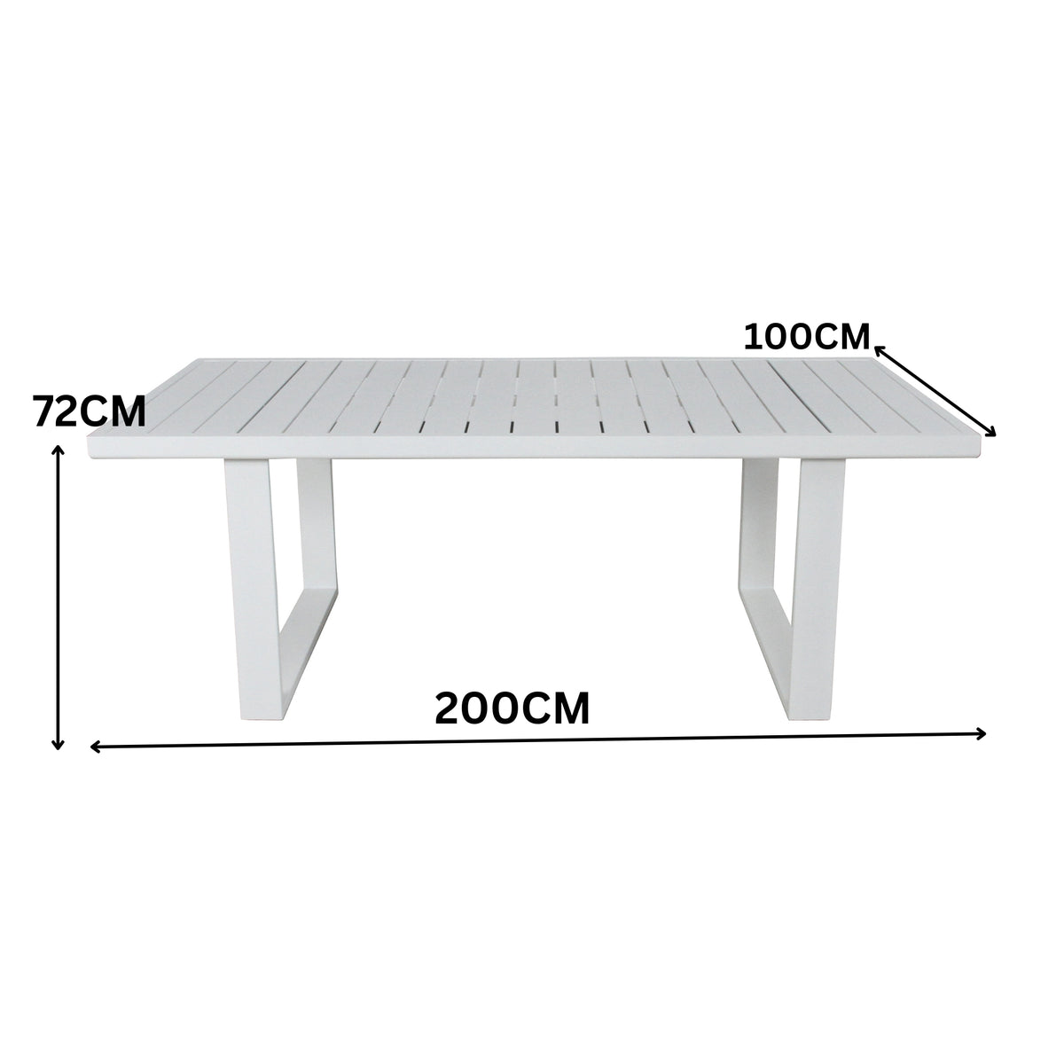 Furano 200cm Aluminium Outdoor Dining Table White