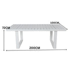 Furano 200cm Aluminium Outdoor Dining Table White