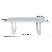 Furano 200cm Aluminium Outdoor Dining Table White