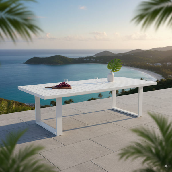 Furano 260cm Aluminium Outdoor Dining Table White