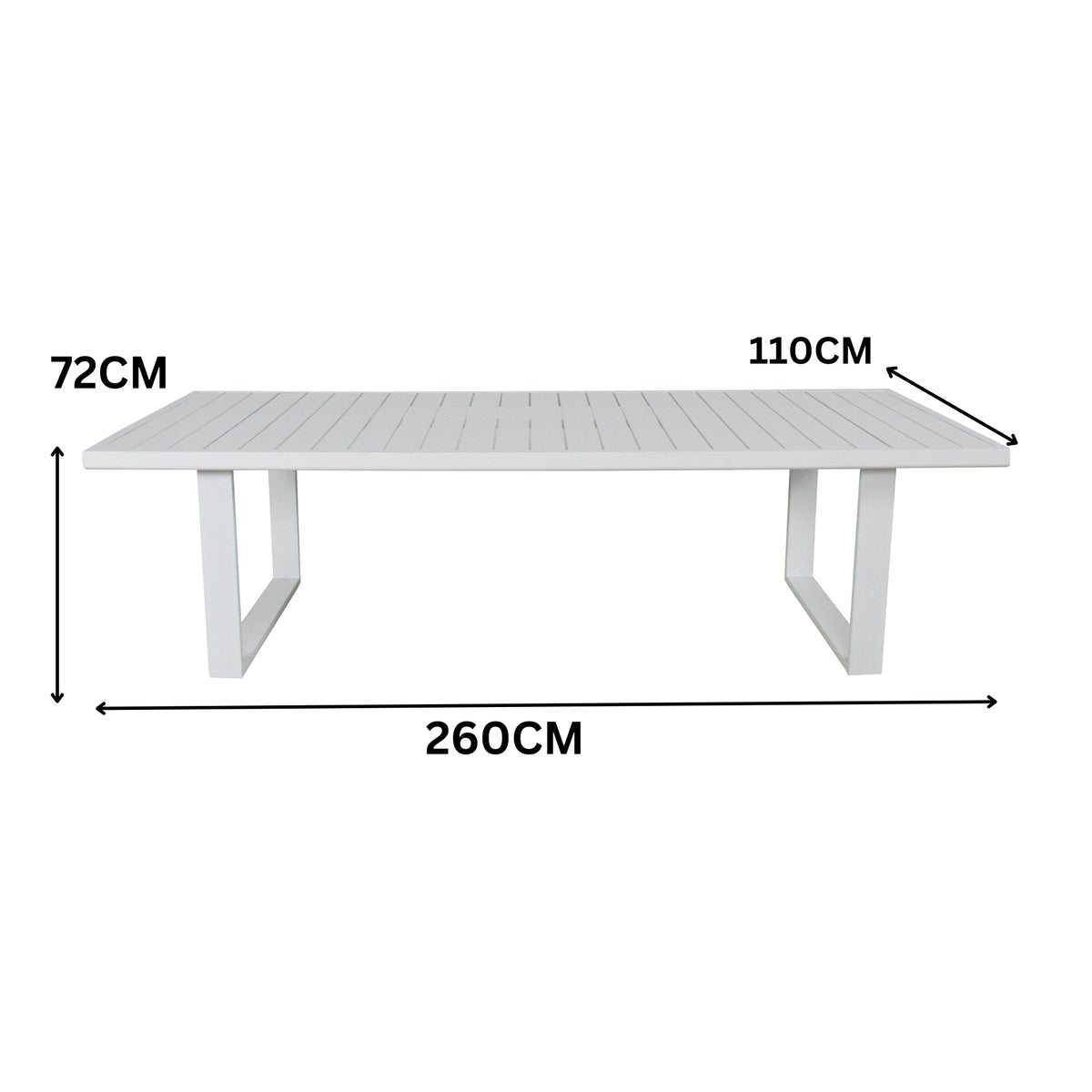 Furano 260cm Aluminium Outdoor Dining Table White