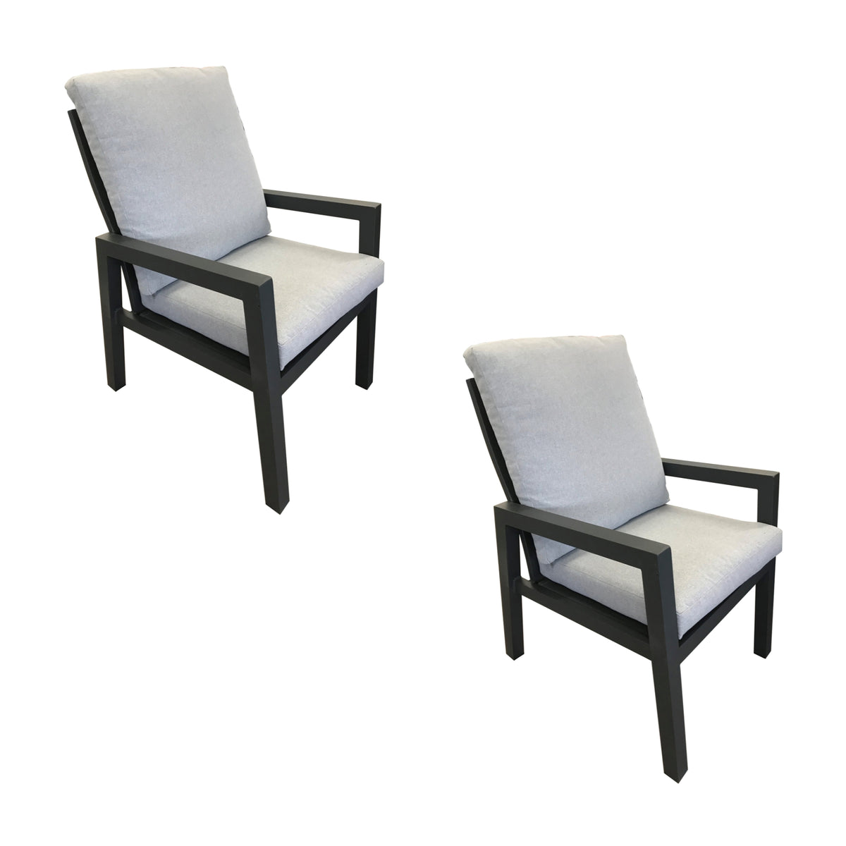 Furano 2pc Set Aluminium Outdoor Dining Chair Gunmetal Grey
