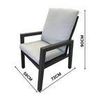 Furano 2pc Set Aluminium Outdoor Dining Chair Gunmetal Grey