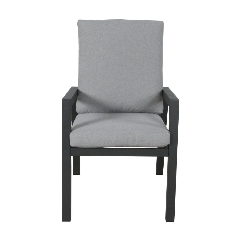 Furano 2pc Set Aluminium Outdoor Dining Chair Gunmetal Grey