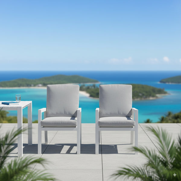 Furano 2pc Set Aluminium Outdoor Dining Chair White