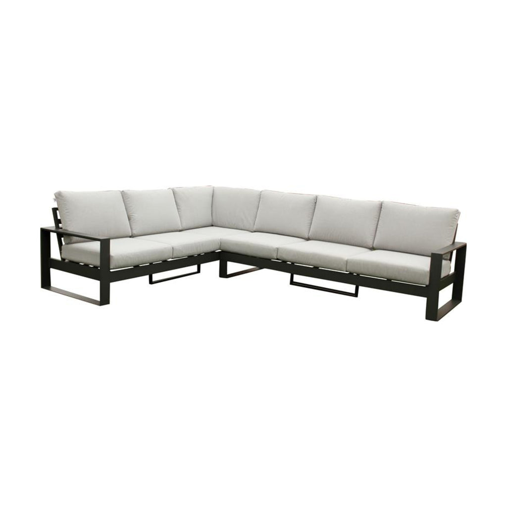 Furano 5 Seater Aluminium Outdoor Corner Lounge Gunmetal Grey
