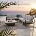 Furano 5 Seater Aluminium Outdoor Corner Lounge Gunmetal Grey
