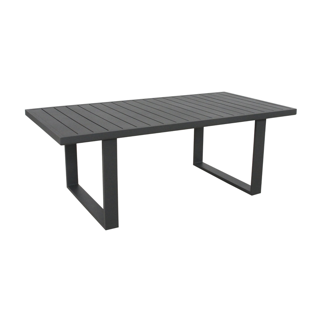 Furano 7pc Set Aluminium Outdoor Dining 200cm Table Chair Gunmetal Grey