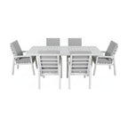 Furano 7pc Set Aluminium Outdoor Dining 200cm Table Chair White