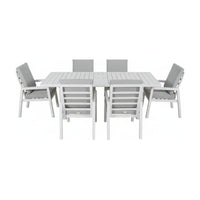 Furano 7pc Set Aluminium Outdoor Dining 200cm Table Chair White